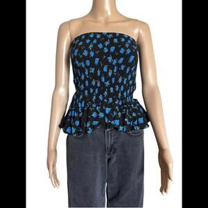 Floral Strapless Peplum Top
